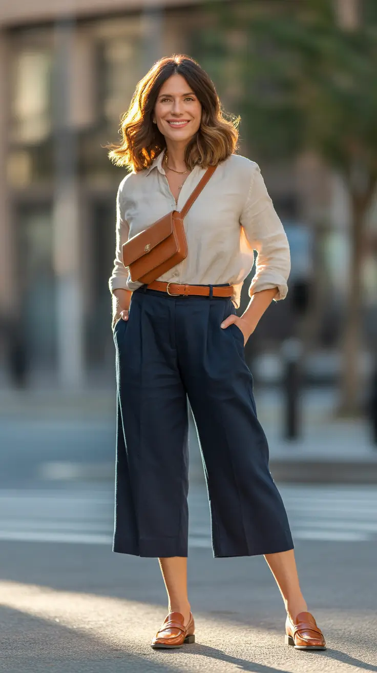 Spring Everyday Ease - Everyday Ease With Cropped Trousers and Warm Leather Tones