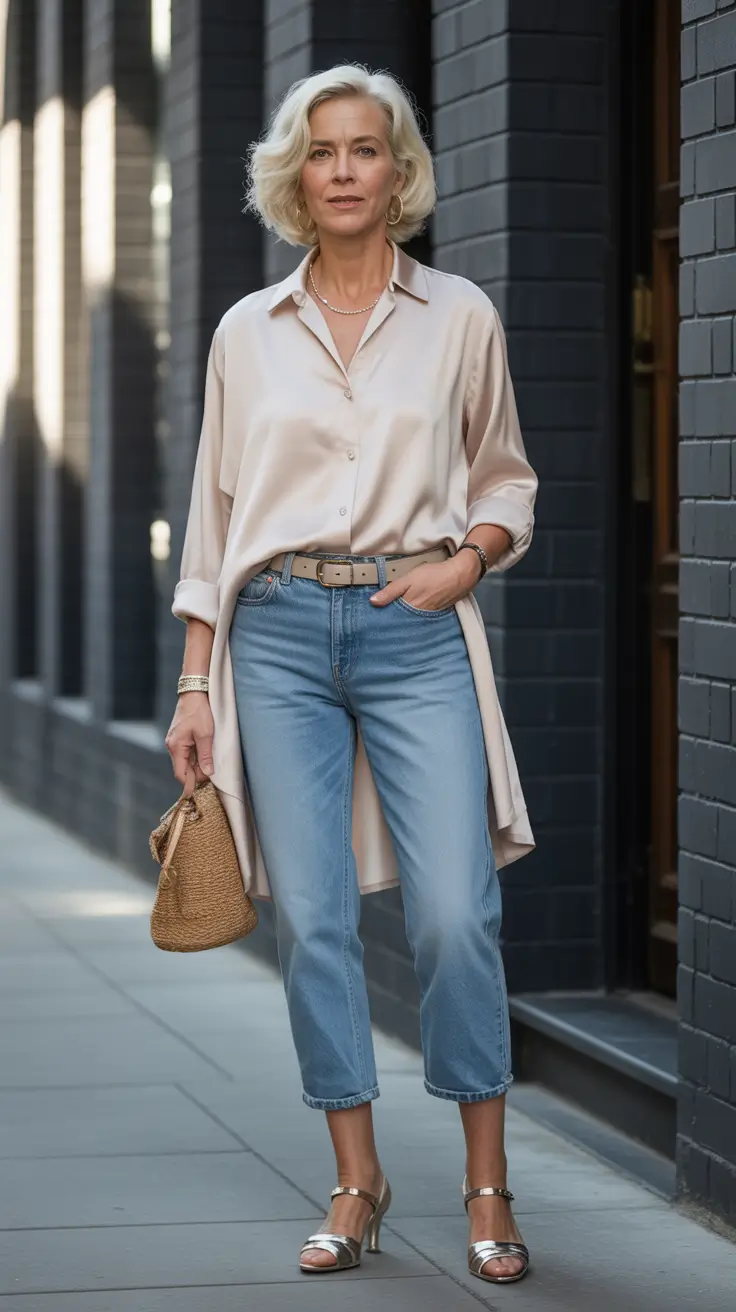 Stunning Spring Outfits for Women Over 60 2026 The New Casual Chic Satin, Denim, and Spring Light