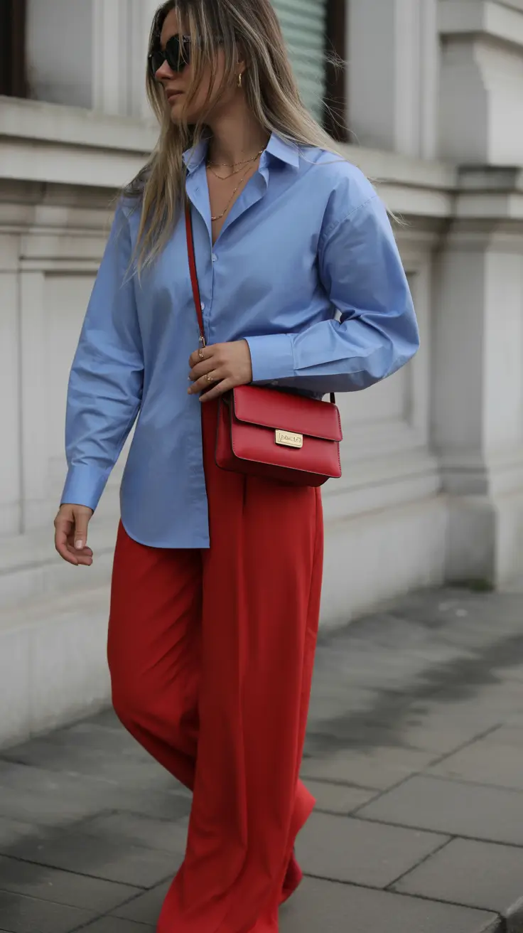 trendy spring outfits for women 2026 Bold Color Blocking With City Confidence