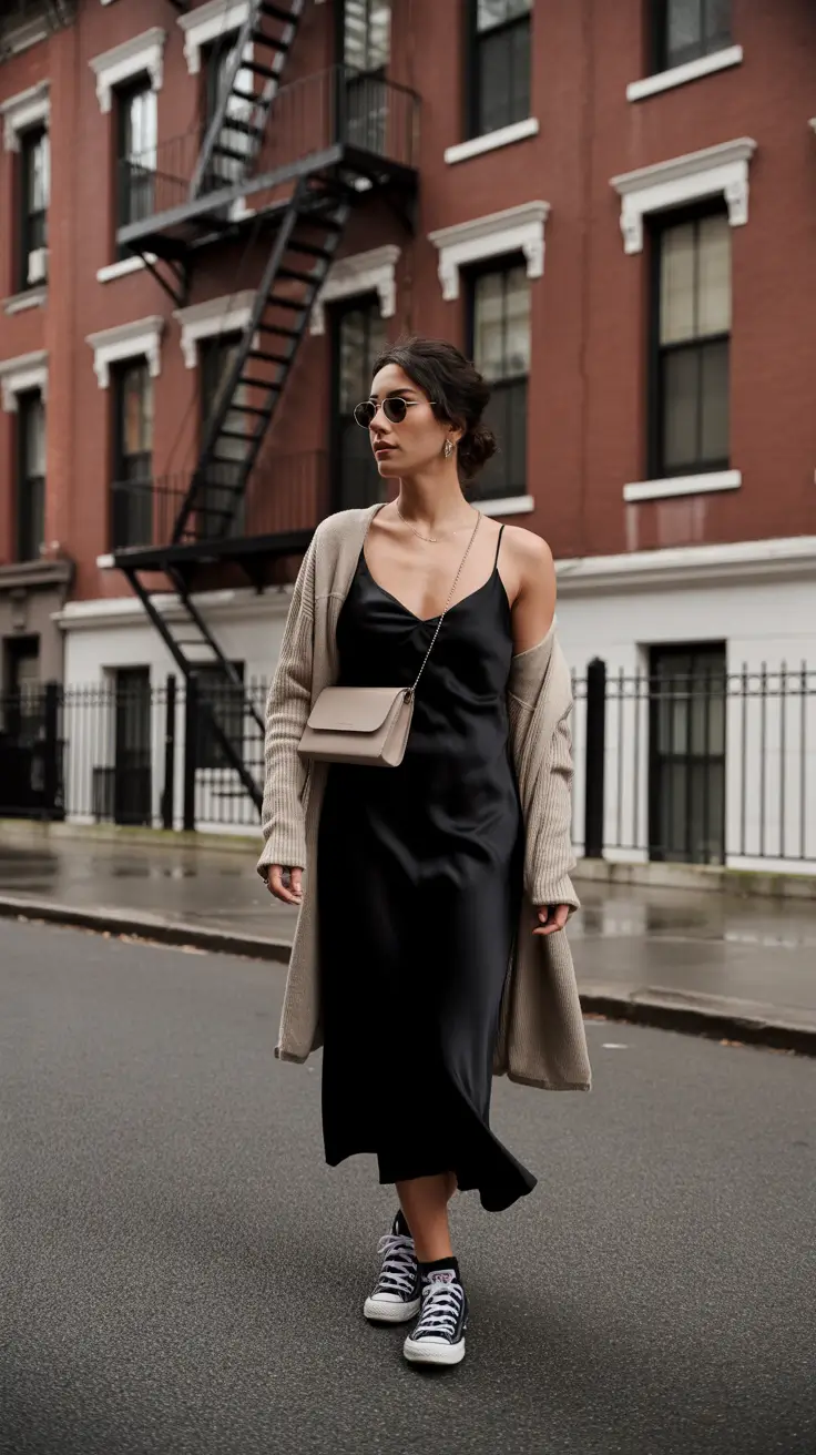 spring Silky Minimalism With an Effortless Cardigan Layer