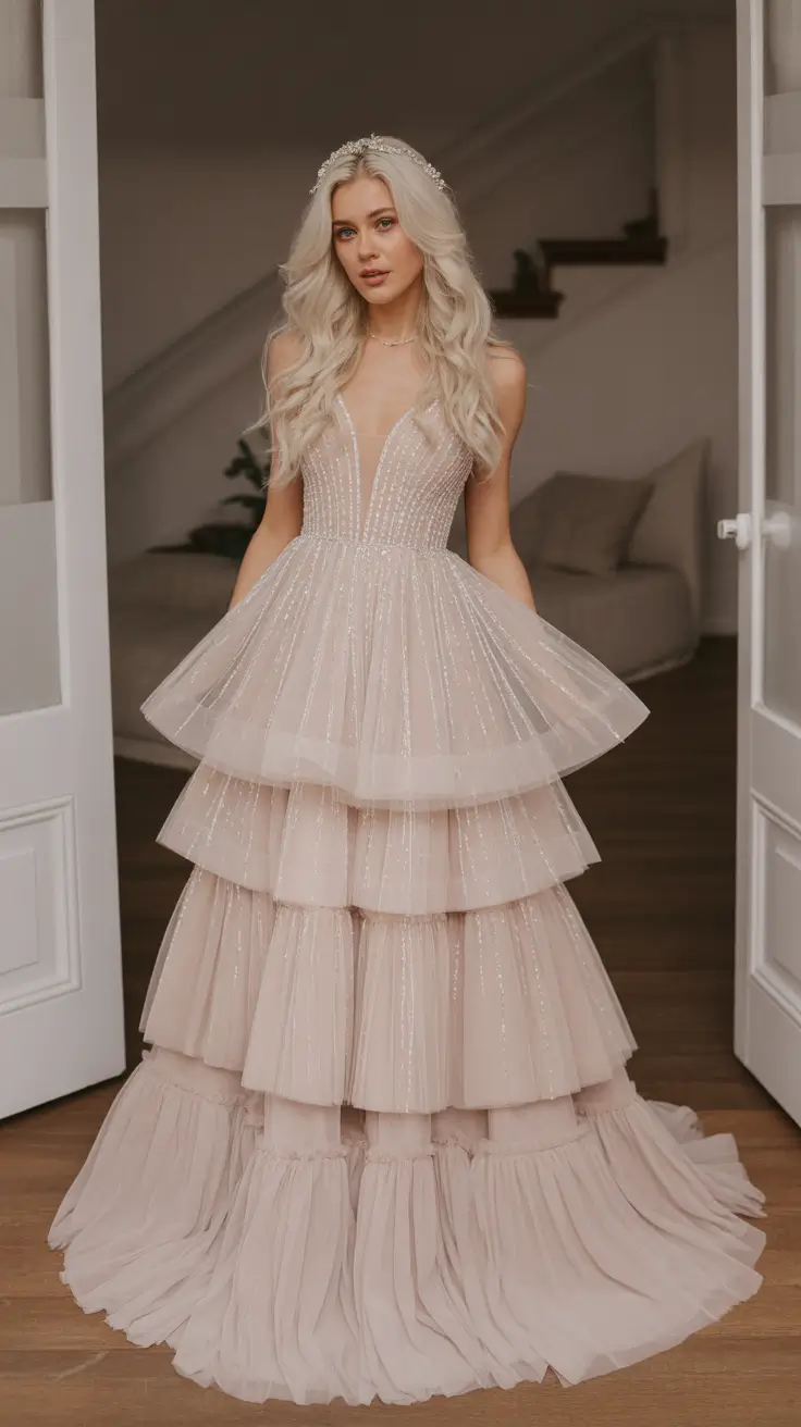 stunning spring wedding outfit 2026 Layered Tulle Glamour With a Modern Twist