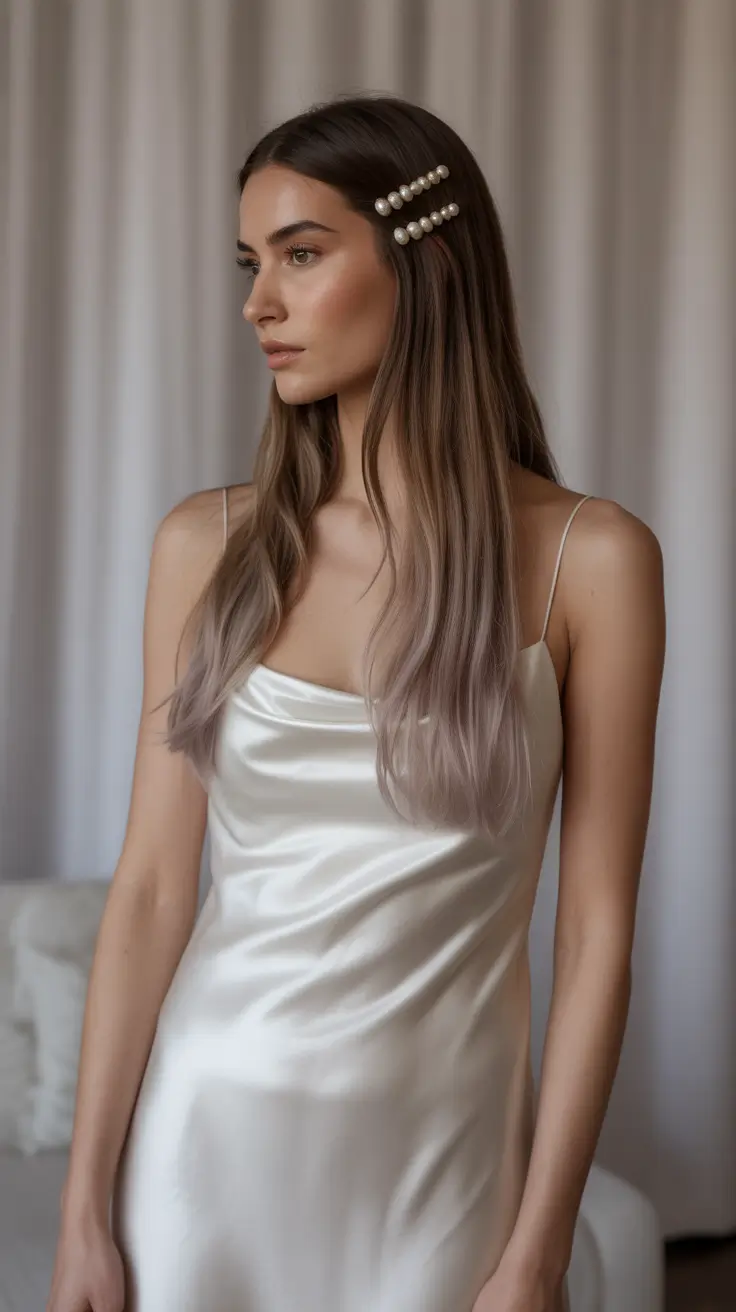 stunning spring wedding outfit 2026 Minimal Satin Slip With Pearl Details